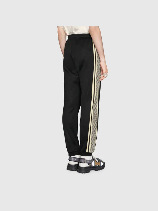 Спортивные штаны Gucci Oversize Technical Jersey Jogging Pant, с логотипом GG и боковой лентой — изображение 4 из 4