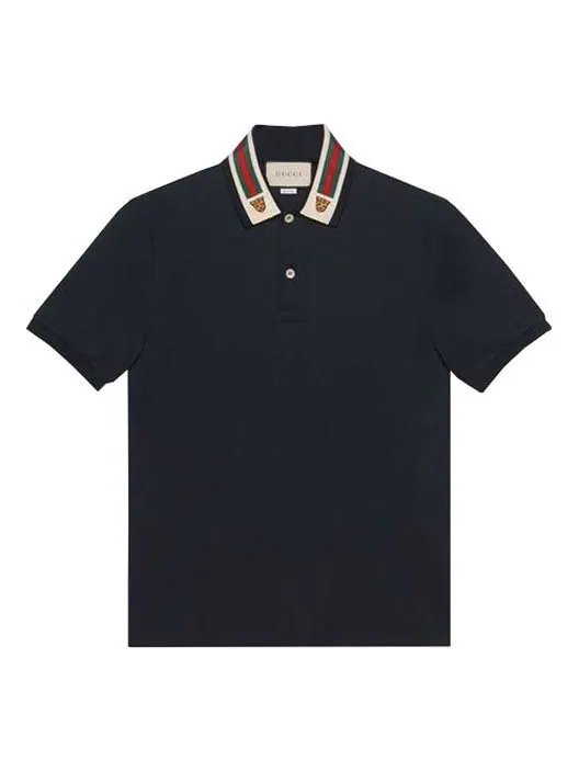 Футболка поло Gucci stripe short sleeve polo shirts 'navy blue' — изображение 1 из 4, синий