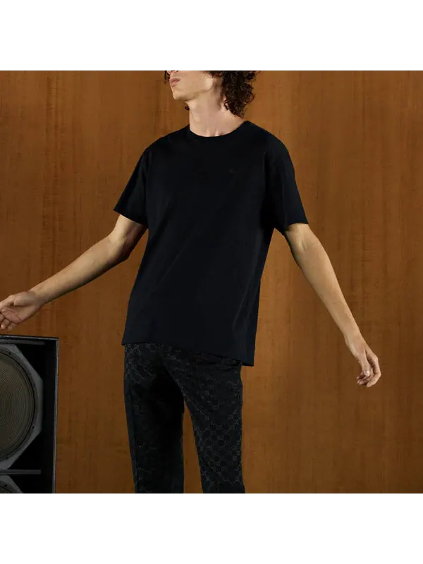 Футболка Gucci Cotton Jersey T-Shirt with Double G — изображение 2 из 3, черный