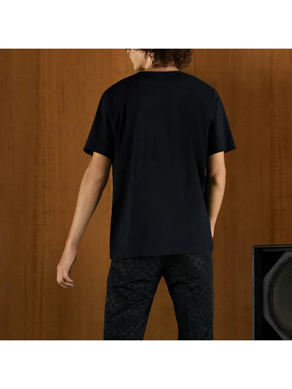 Футболка Gucci Cotton Jersey T-Shirt with Double G — изображение 3 из 3, черный