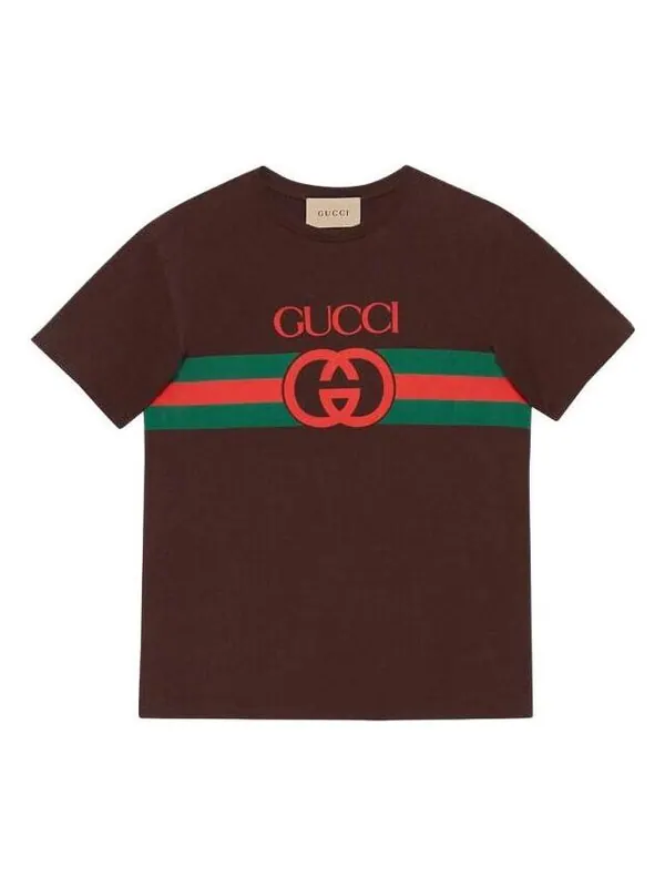 Футболка Gucci Interlocking G Cotton T-Shirt 'White' — изображение 1 из 3, белый/мульти