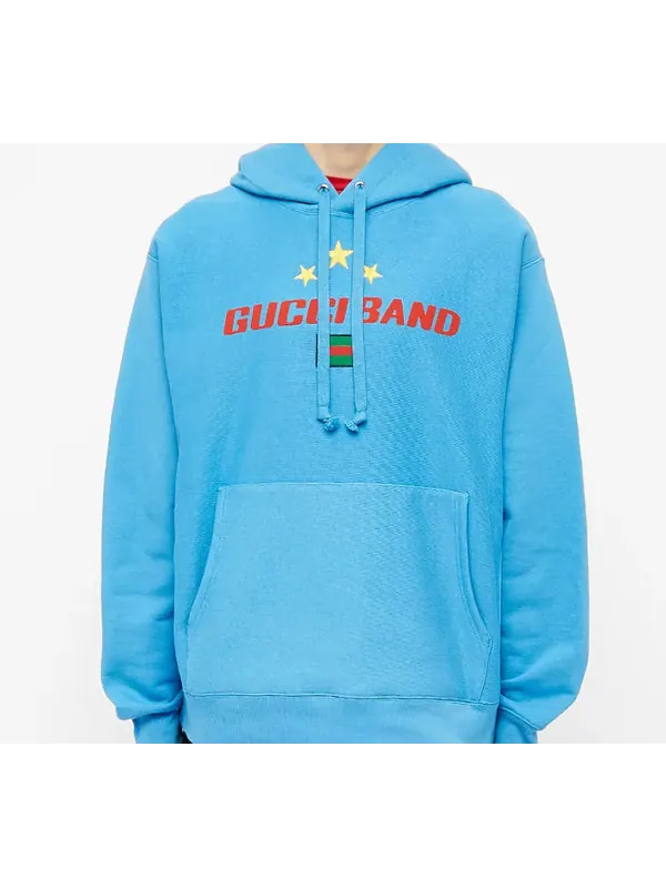Толстовка Gucci men's band stars logo popover blue — изображение 2 из 4, синий