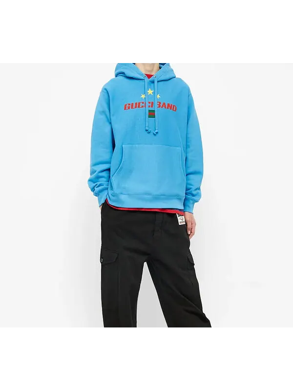 Толстовка Gucci men's band stars logo popover blue — изображение 3 из 4, синий