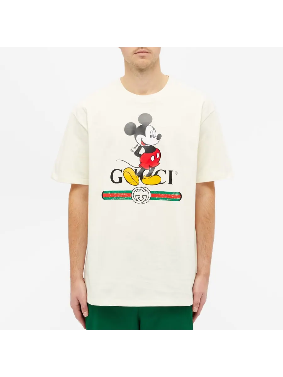 Футболка Gucci x Disney, совместный принт, ретро — изображение 4 из 6, бежевый