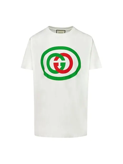 Футболка Gucci White Cotton Oversize с Interlocking G — изображение 1 из 4, белый