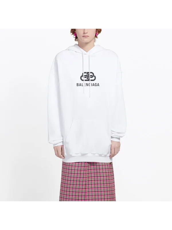 Свитер pullover drawstring hoodie white Balenciaga — изображение 2 из 4, белый