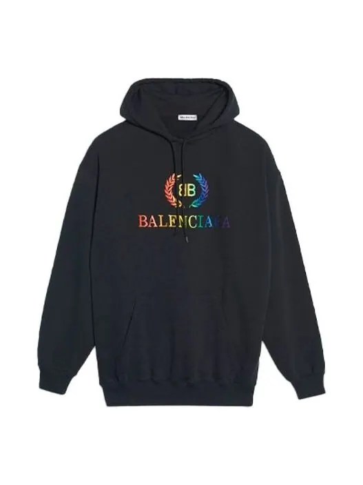 Свитер embroidered hoodie black Balenciaga — изображение 1 из 4, черный