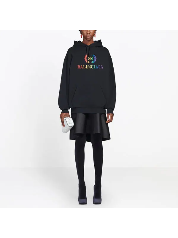 Свитер embroidered hoodie black Balenciaga — изображение 3 из 4, черный