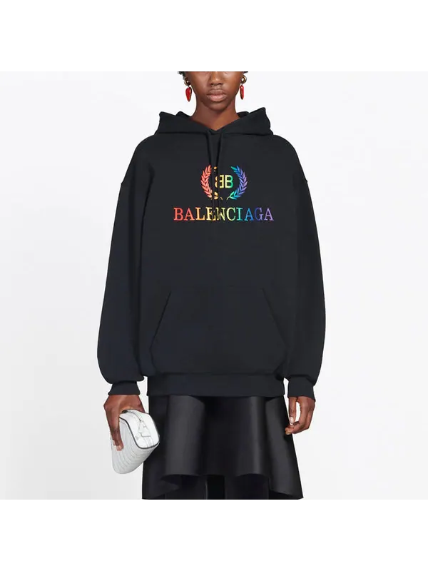 Свитер embroidered hoodie black Balenciaga — изображение 4 из 4, черный