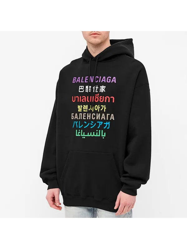 Толстовка multi-color logo classic black Balenciaga — изображение 3 из 4, черный