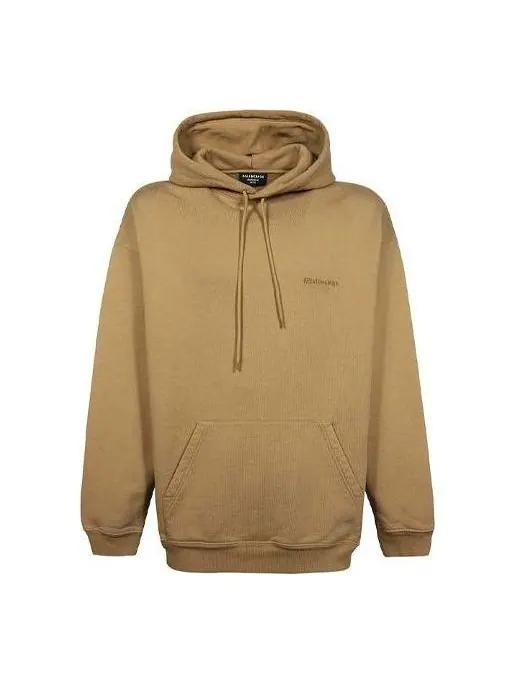 Толстовка logo embroidered hoodie 'khaki' Balenciaga — изображение 1 из 4, хаки