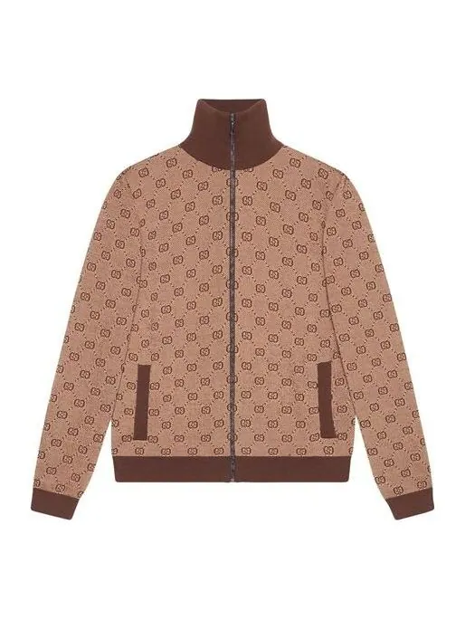 Куртка Gucci jacquard knit pilot jacket coat, мужская — изображение 1 из 4, коричневый