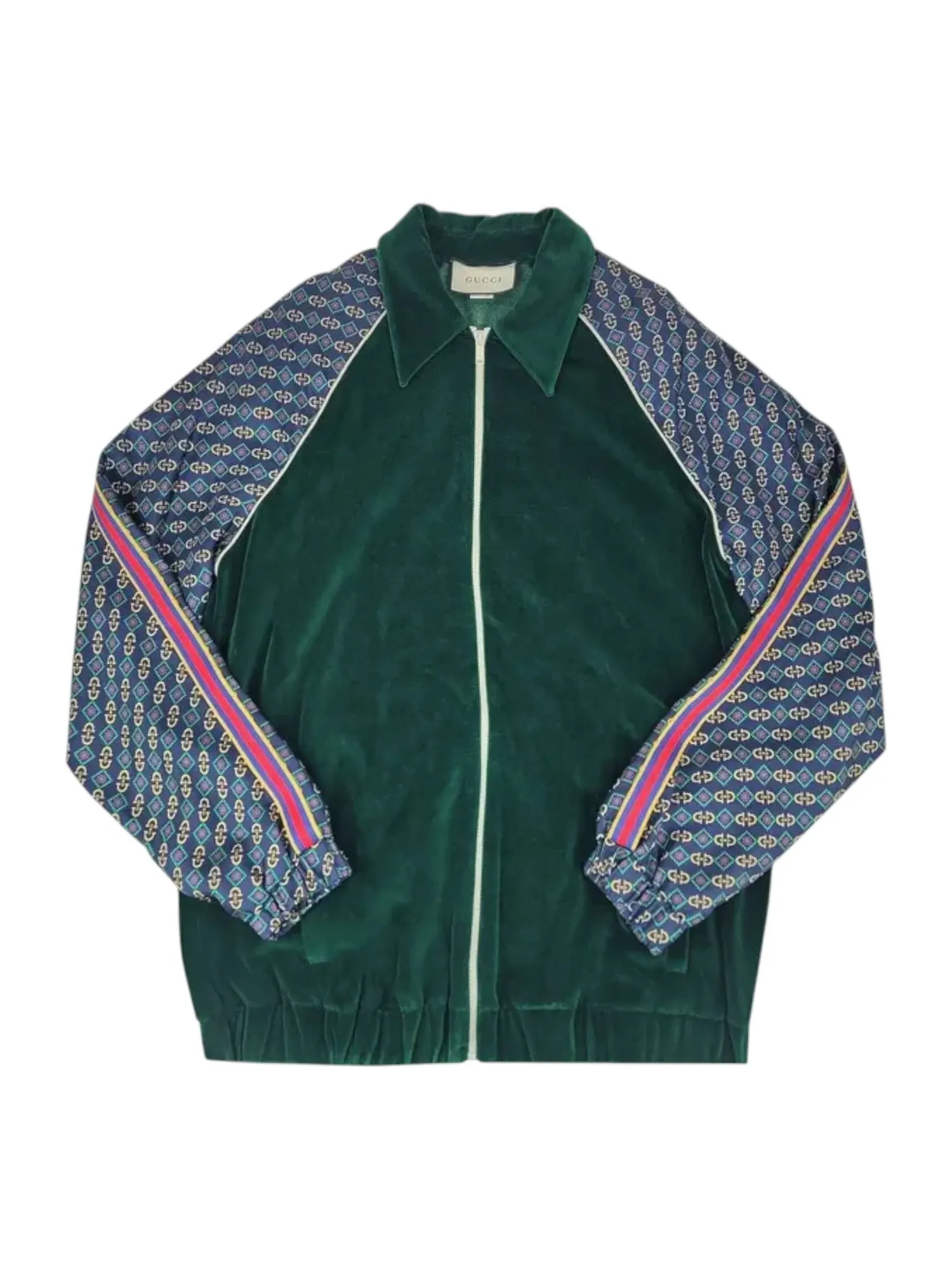 Куртка Gucci Oversized Velvet Mixed Media Jacket Зеленый — изображение 1 из 1