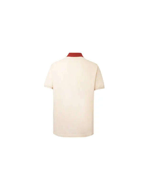 Футболка поло GUCCI Contrast Collar Logo Printed Polo Shirt For Men — изображение 2 из 4, бежевый