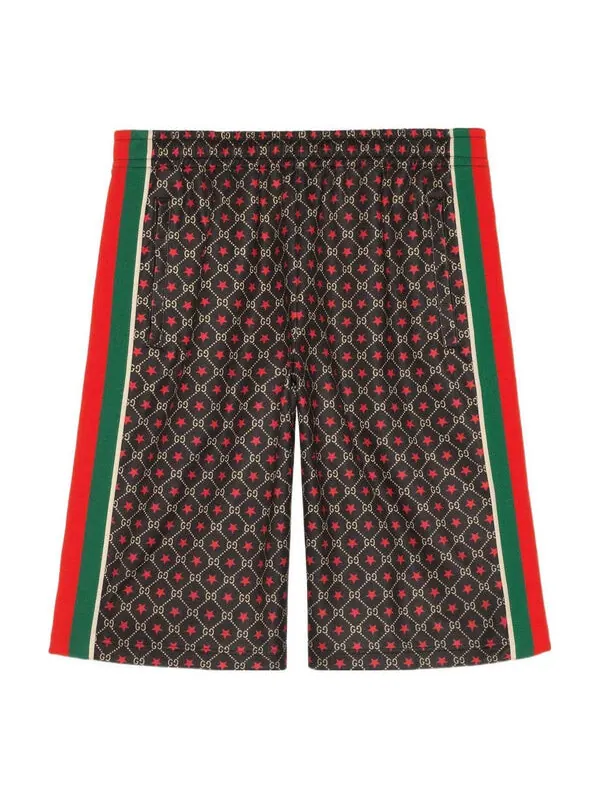 Шорты Gucci Star Print Track 'brown green red' — изображение 1 из 4