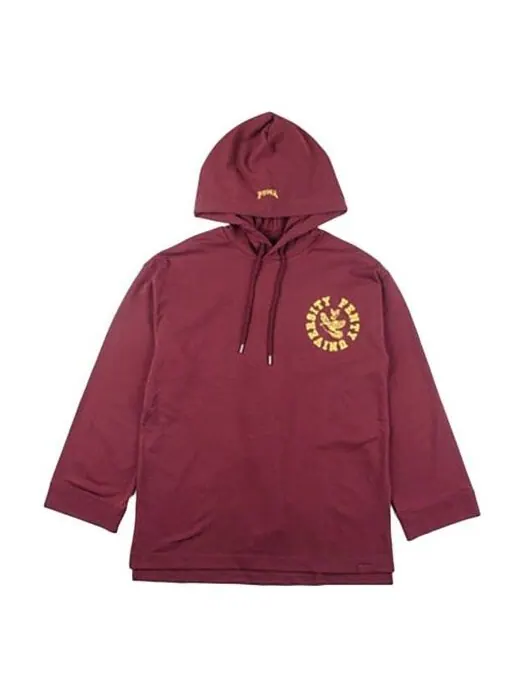 Толстовка x fenty by rihanna long sleeve hoodie 'burgundy' Puma — изображение 1 из 4, бордовый/желтый
