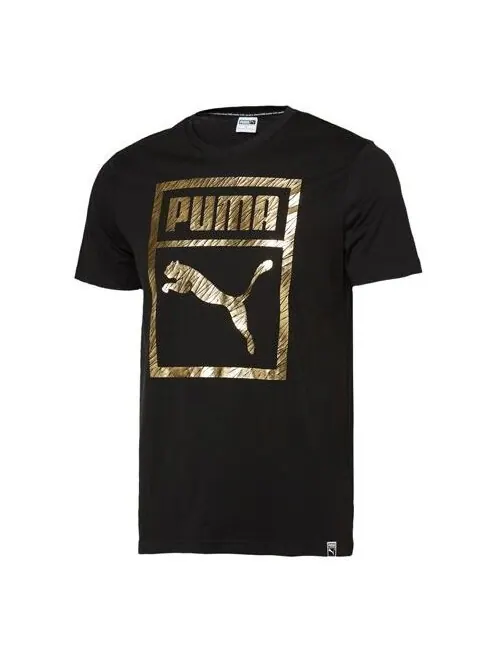 Футболка bronzing printing casual sports round neck short sleeve black Puma — изображение 1 из 4, черный