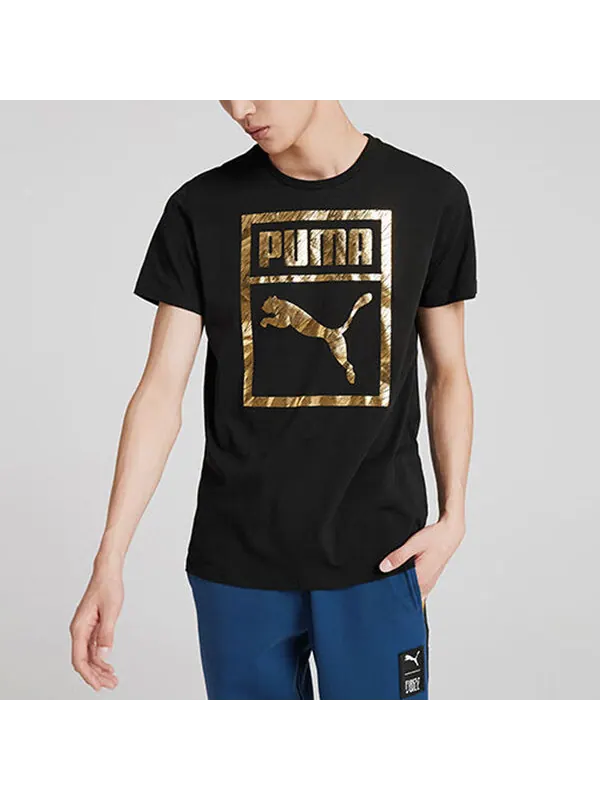 Футболка bronzing printing casual sports round neck short sleeve black Puma — изображение 4 из 4, черный
