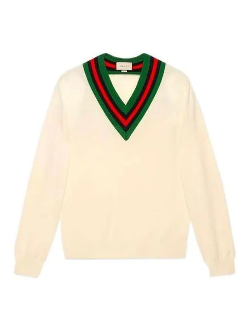 Свитер Gucci V-neck wool knit jumper — изображение 1 из 4, белый