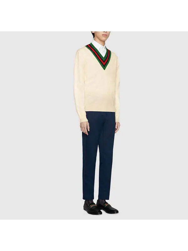 Свитер Gucci V-neck wool knit jumper — изображение 2 из 4, белый
