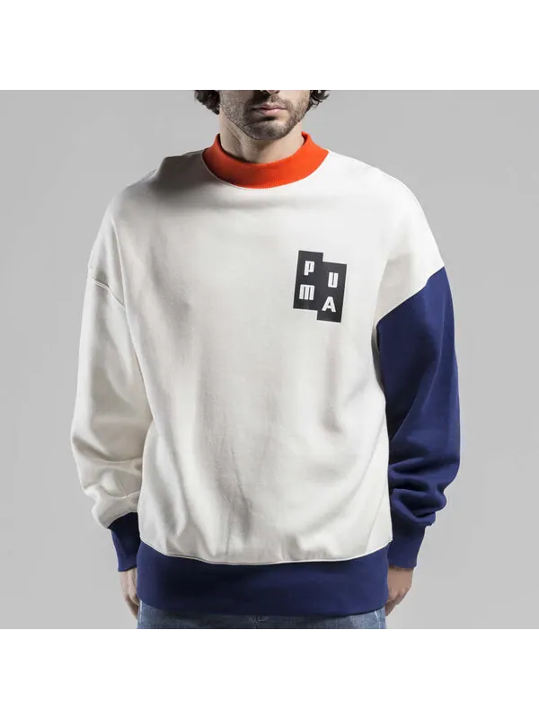 Свитер x ader error crewneck sweatshirt 'white' Puma — изображение 3 из 4, белый/синий/оранжевый
