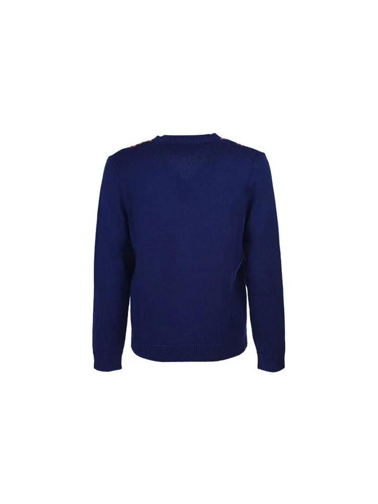 Свитер Gucci V-neck Wool Sweater 'Blue' — изображение 2 из 5, синий