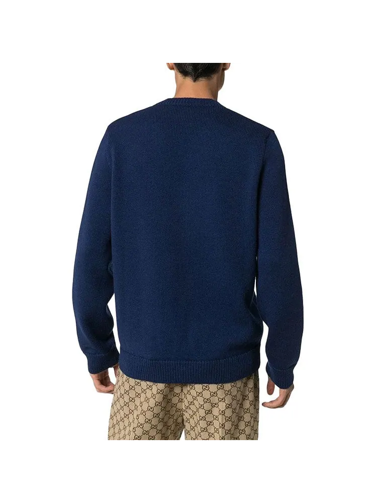 Свитер Gucci V-neck Wool Sweater 'Blue' — изображение 5 из 5, синий