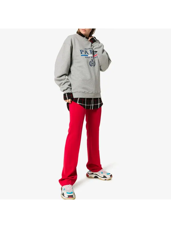 Свитер crown solid color alphabet logo pullover hoodie gray Balenciaga — изображение 4 из 4, серый