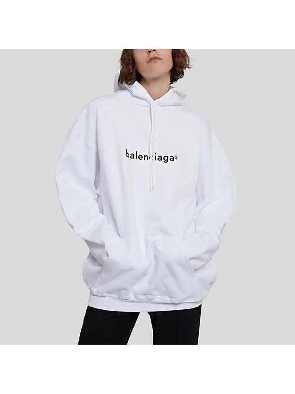 Свитер logo printing hoodie white Balenciaga — изображение 4 из 4, белый