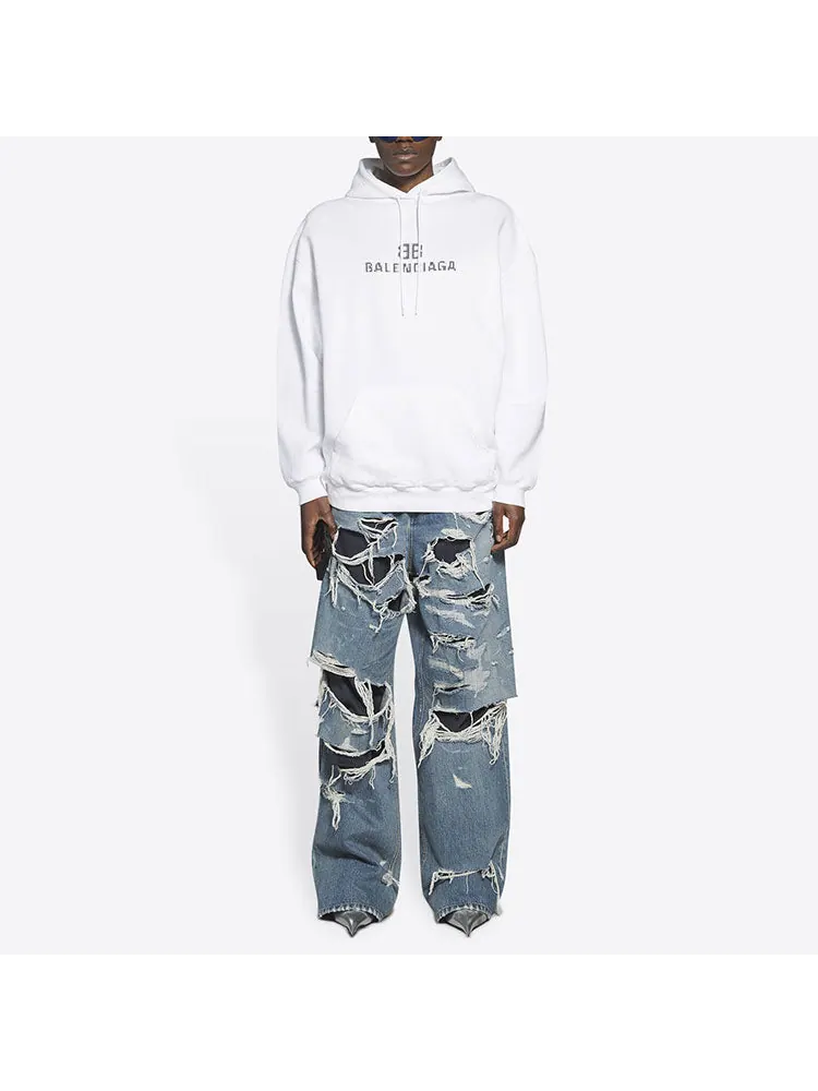 Худи Balenciaga BB Pixel Medium Fit Hoodie 'White' — изображение 6 из 6, белый