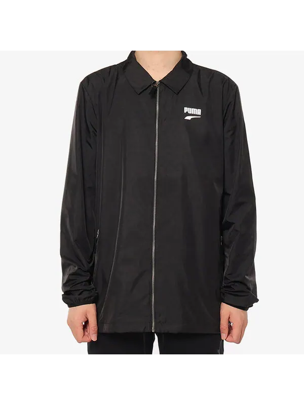 Куртка downtown casual sports lapel jacket black Puma — изображение 3 из 4, черный