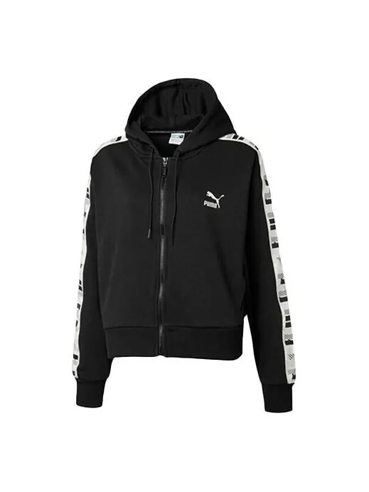 Куртка knit hooded zipper jacket black Puma — изображение 1 из 4, черный