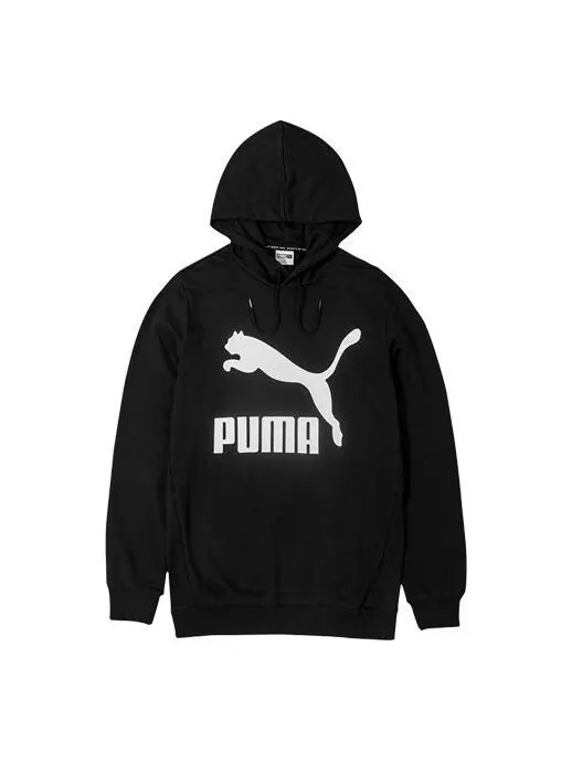 Толстовка large logo drawstring couple style black Puma — изображение 1 из 4, черный