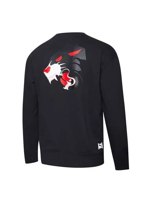 Толстовка fierce back printing sports round neck pullover black Puma — изображение 1 из 2, черный
