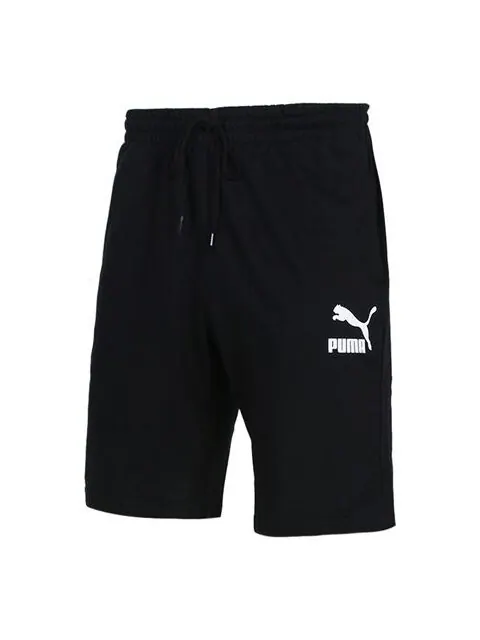 Шорты ess+ slim shorts 'black' Puma — изображение 1 из 4, черный/белый