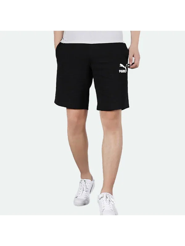 Шорты ess+ slim shorts 'black' Puma — изображение 3 из 4, черный/белый