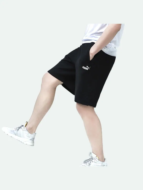 Шорты ess+ slim shorts 'black' Puma — изображение 4 из 4, черный/белый
