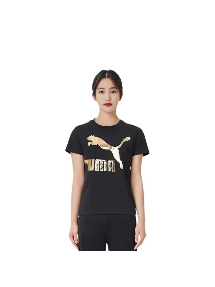 Футболка Puma Set In Sleeve Women's — изображение 5 из 7, черный золотистый