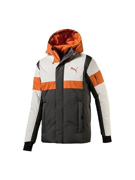 Куртка protective down jacket 'grey' Puma — изображение 1 из 4, серый/белый/оранжевый