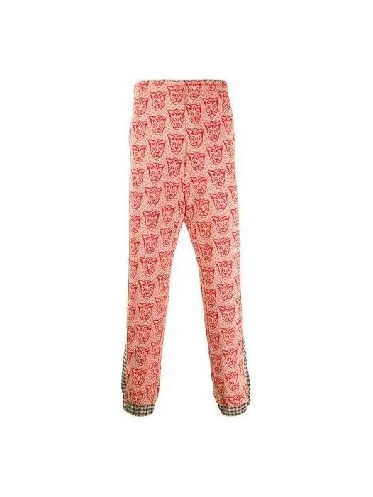 Брюки Gucci houndstooth cat print track pants — изображение 1 из 4, оранжевый