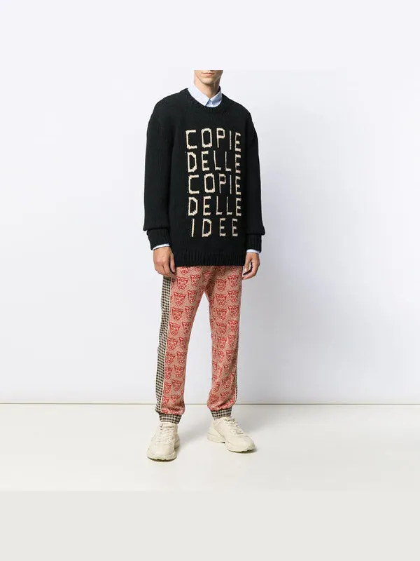 Брюки Gucci houndstooth cat print track pants — изображение 2 из 4, оранжевый
