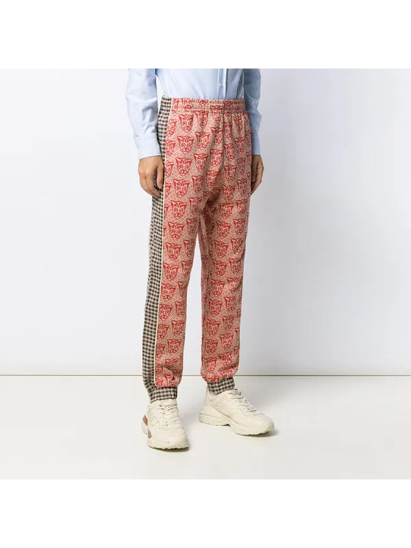 Брюки Gucci houndstooth cat print track pants — изображение 3 из 4, оранжевый