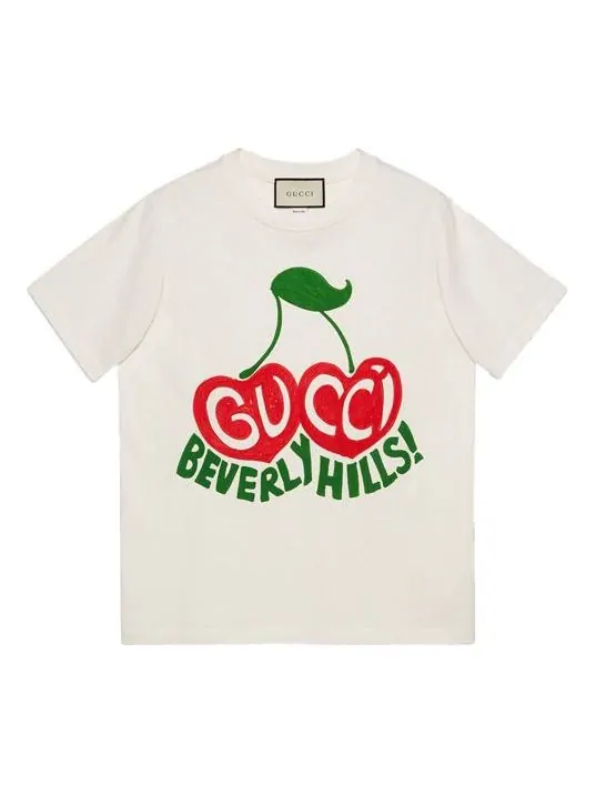 Футболка Gucci Beverly Hills Cherry T-Shirt — изображение 1 из 4, белый