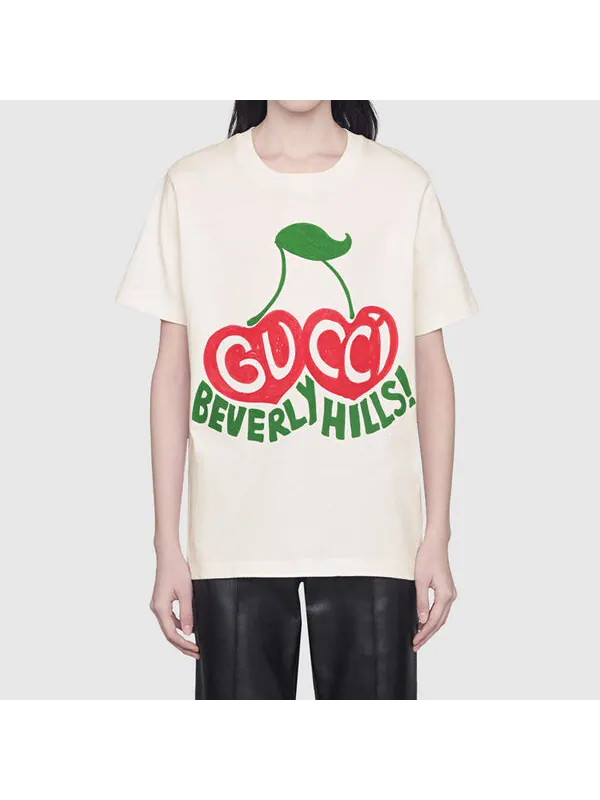 Футболка Gucci Beverly Hills Cherry T-Shirt — изображение 3 из 4, белый