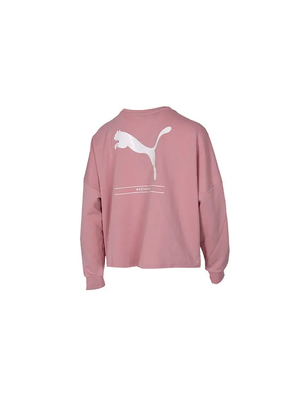 Свитер casual sports alphabet printing round neck long sleeves hoodie pink Puma — изображение 2 из 4, розовый