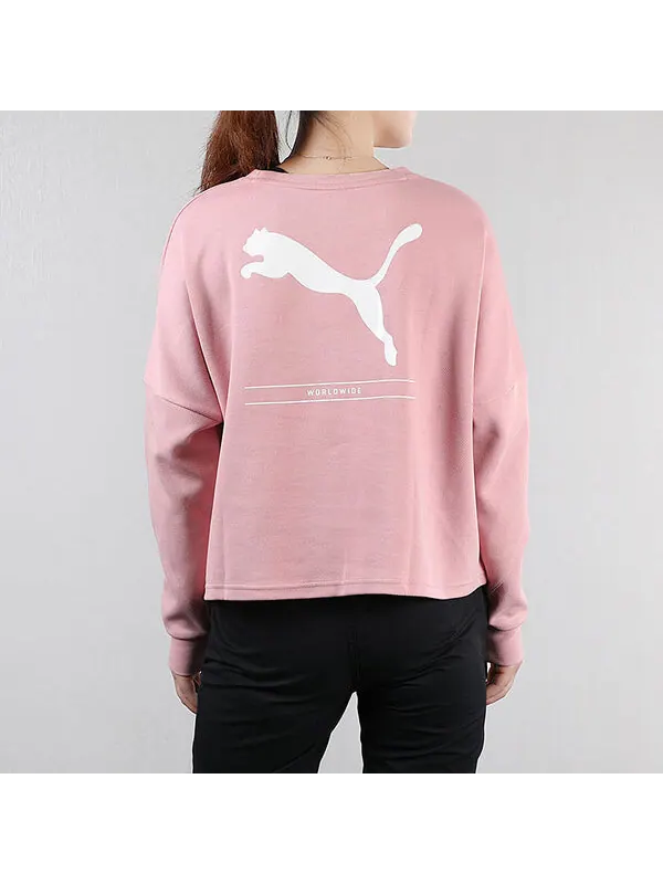 Свитер casual sports alphabet printing round neck long sleeves hoodie pink Puma — изображение 4 из 4, розовый