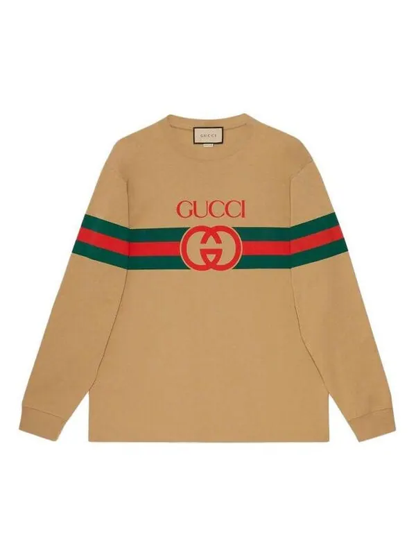 Рубашка Gucci Long Sleeve New Logo T-Shirt — изображение 1 из 1, верблюжий