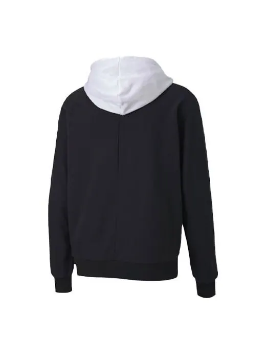 Куртка running training breathable colorblock knit hooded jacket black white Puma — изображение 1 из 4, белый