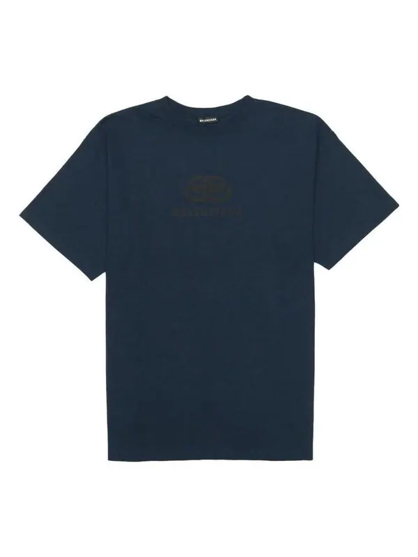 Футболка oversized washed interlocked bb t-shirt 'navy black' Balenciaga — изображение 1 из 3, темно-синий/черный