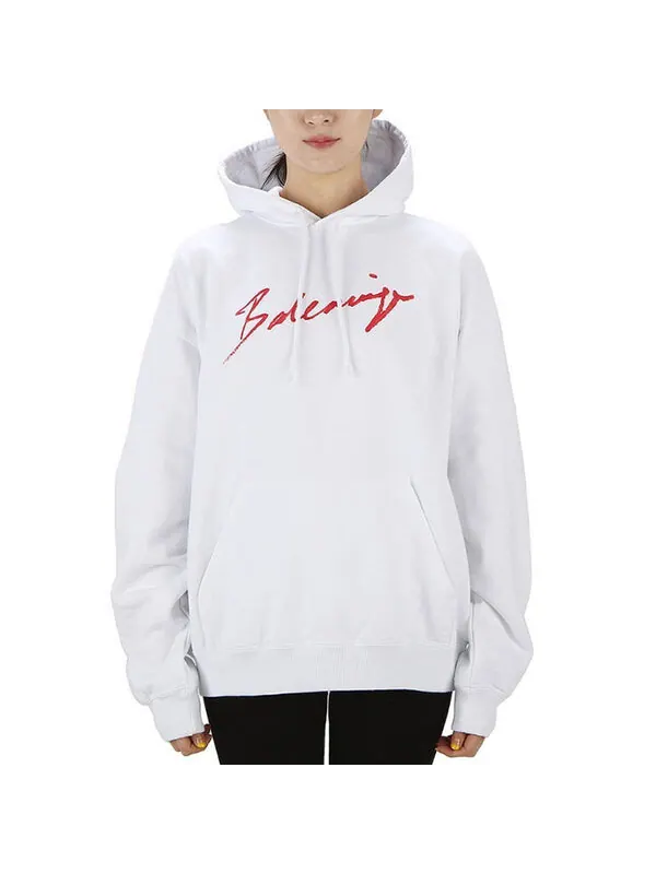 Свитер ss21 classic logo hooded long sleeves hoodie white Balenciaga — изображение 2 из 4, белый